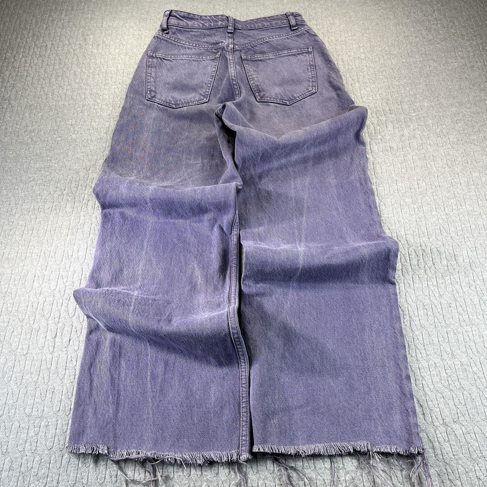ZARA Baggy Wide Leg Women  (0) purple frayed leg denim jeans hip-hop disco pants